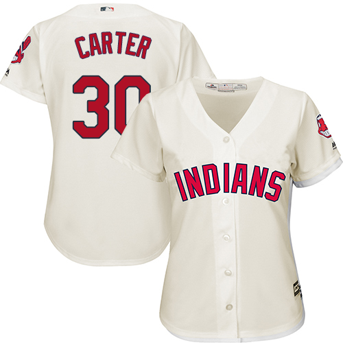 Indians #30 Joe Carter Cream Alternate Women's Stitched MLB Jersey